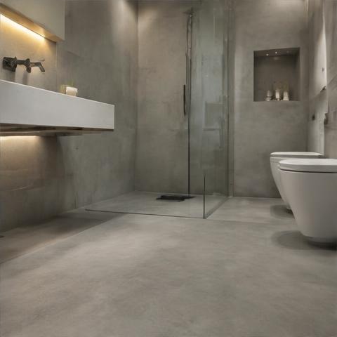 Microcement floors and walls illustrative finish